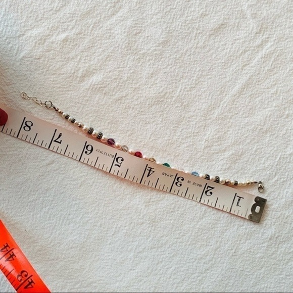 Sterling silver 925 clasp chain and beads faux pearls faceted glass beads - Picture 2 of 9